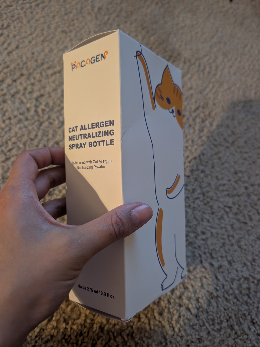 Cat Allergen Neutralizing Spray Bottle - White & Orange
